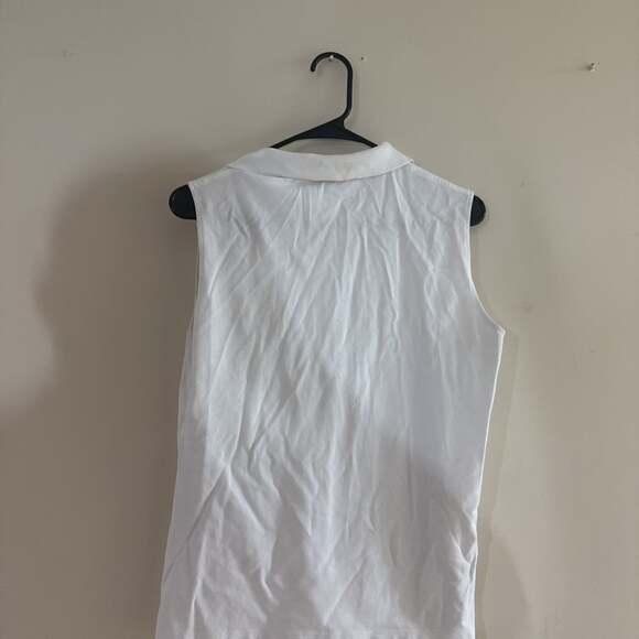 Lacoste Women's Sleeveless Polo Shirt - Y2K Style - White, Size 4 - Picture 5 of 7